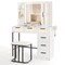 White Vanity Set with LED Sliding Mirror, Charging, & Large Storage